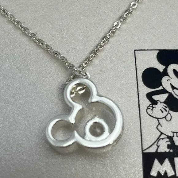 Disney 90 Years Mickey Mouse Silver Plated Swarovski Crystal 18 Inch Necklace - Picture 15 of 16